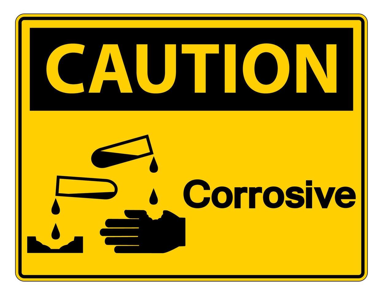 Caution Corrosive Symbol Sign on white background vector