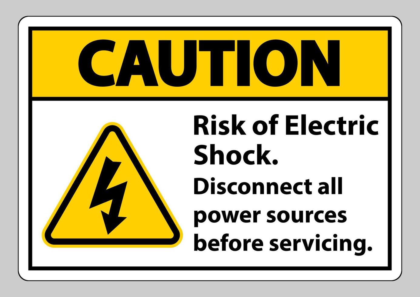 precaución, riesgo, de, descarga eléctrica, símbolo, señal, aislar, blanco, plano de fondo vector