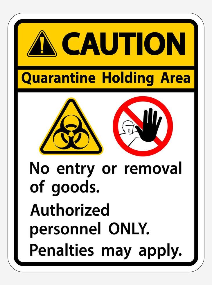 Caution Quarantine Holding Area Sign Isolated On White Background,Vector Illustration EPS.10 vector