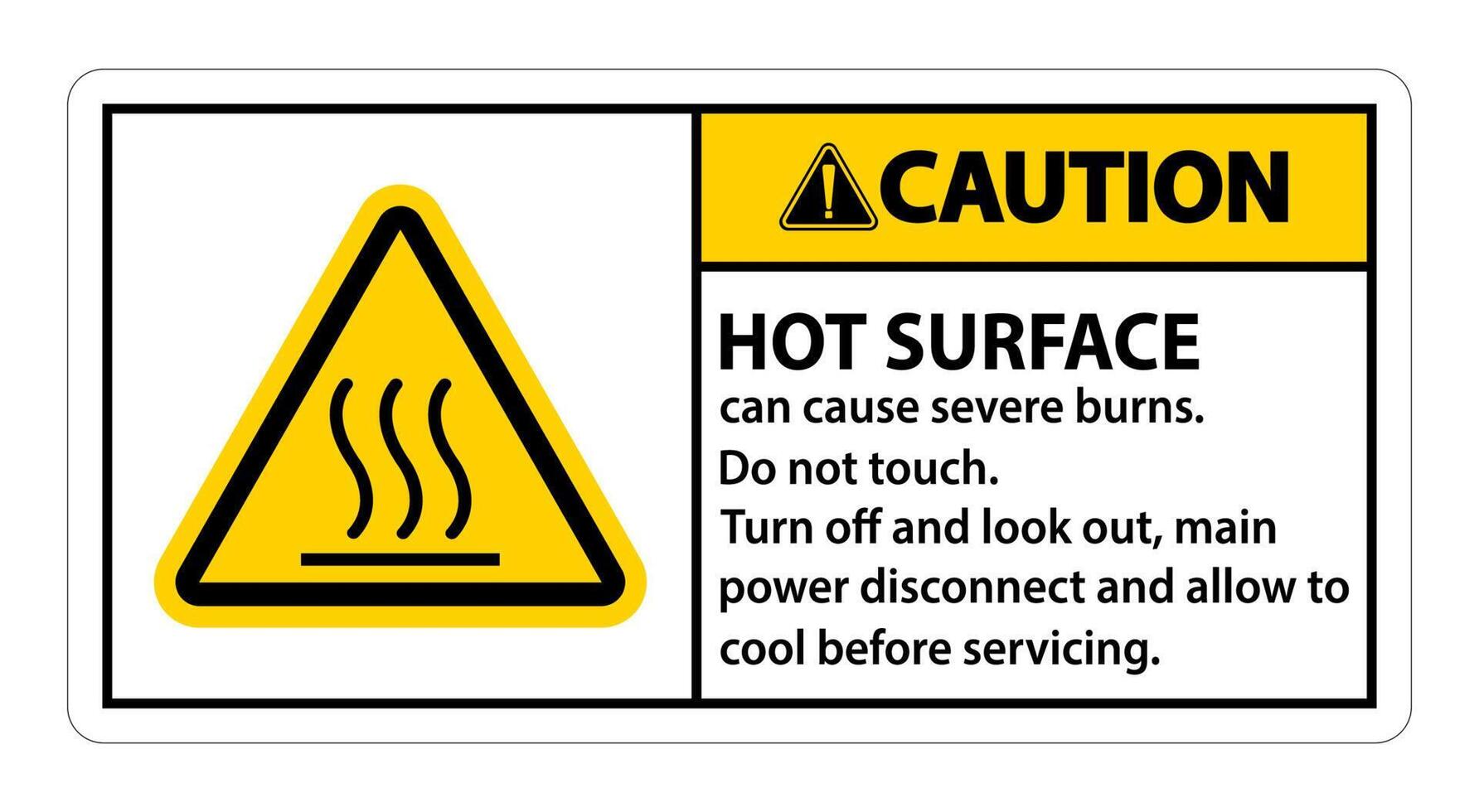 Caution Hot surface sign on white background vector