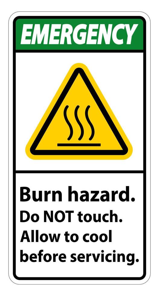 Emergency Burn hazard safety,Do not touch label Sign on white background vector