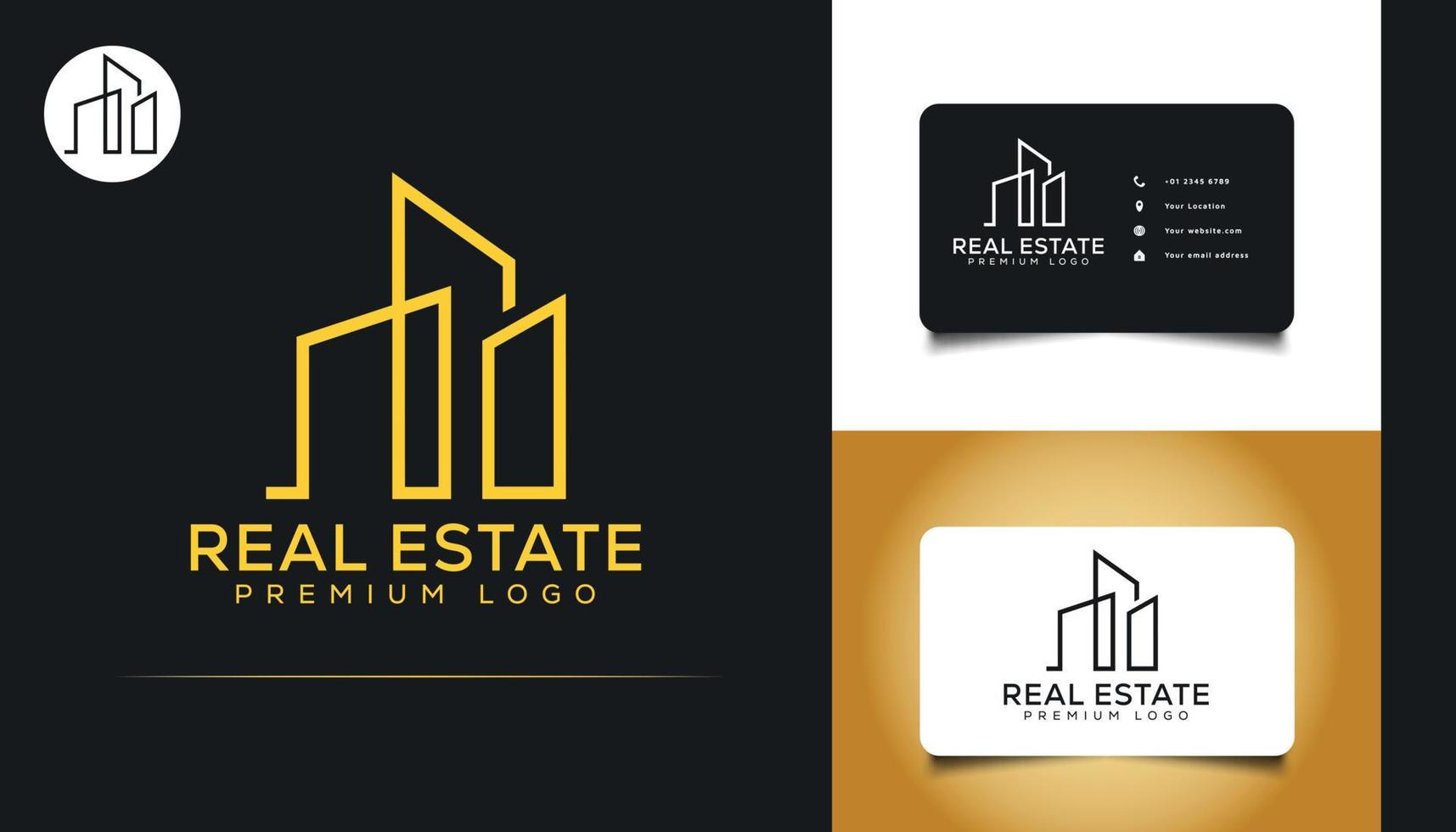 Diseño de logotipo inmobiliario abstracto y minimalista. logotipo de construcción, arquitectura o edificio vector