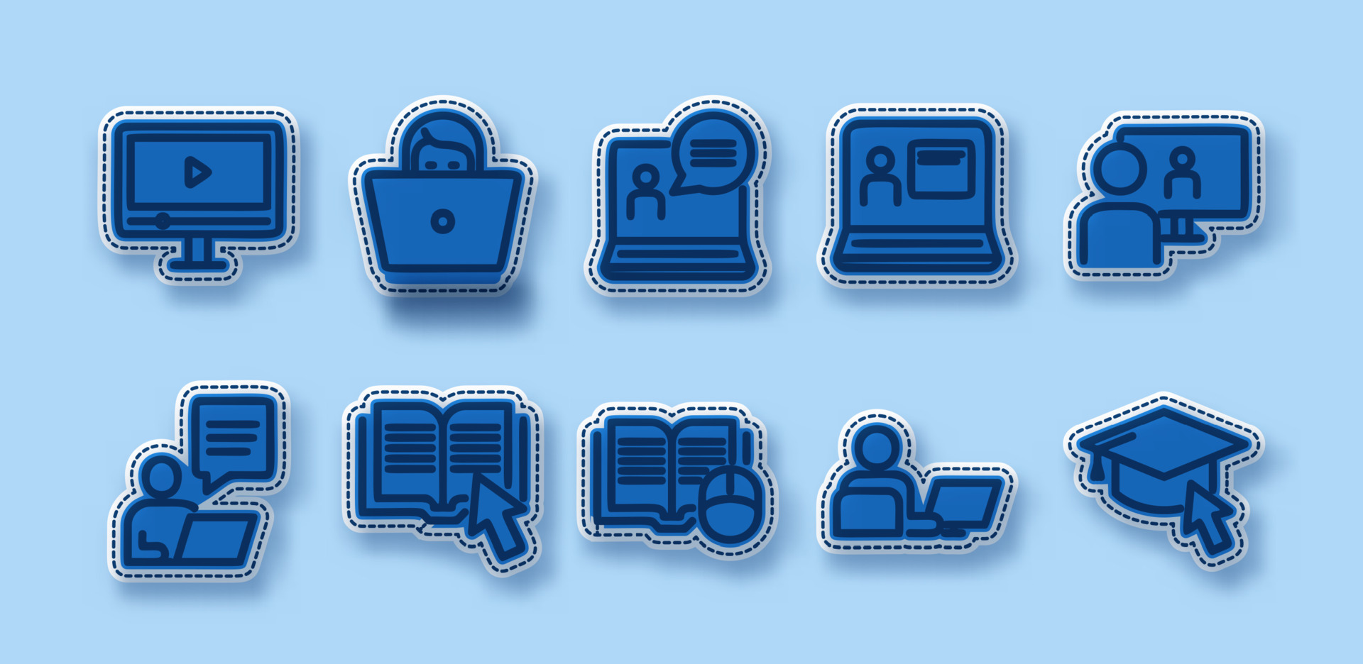 online learning line art sticker vector illustration isolated ...