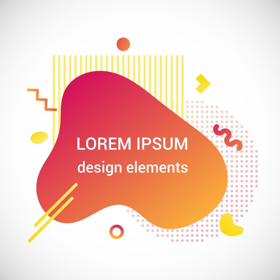 Modern liquid abstract element shape gradient memphis style design fluid vector colorful illustration banner simple shape template for presentation, flyer, brochure isolated on white background.