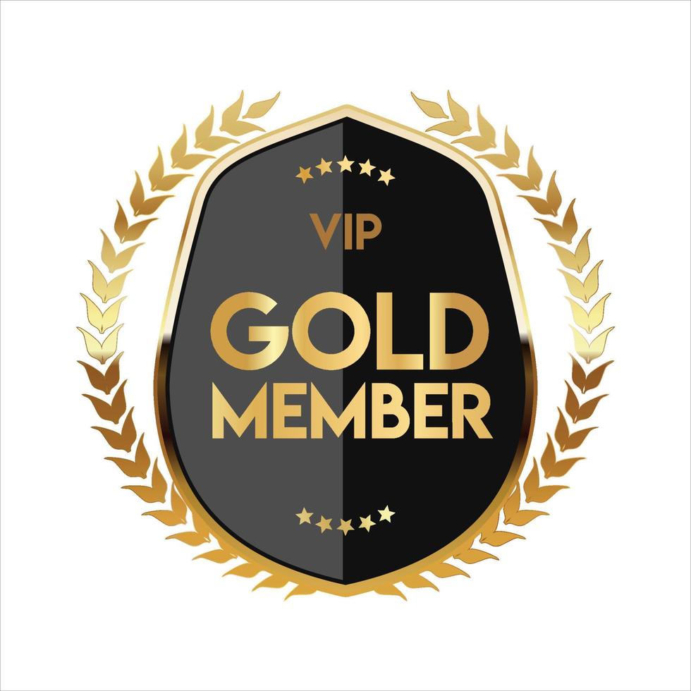 Golden badge VIP golden member retro design vector