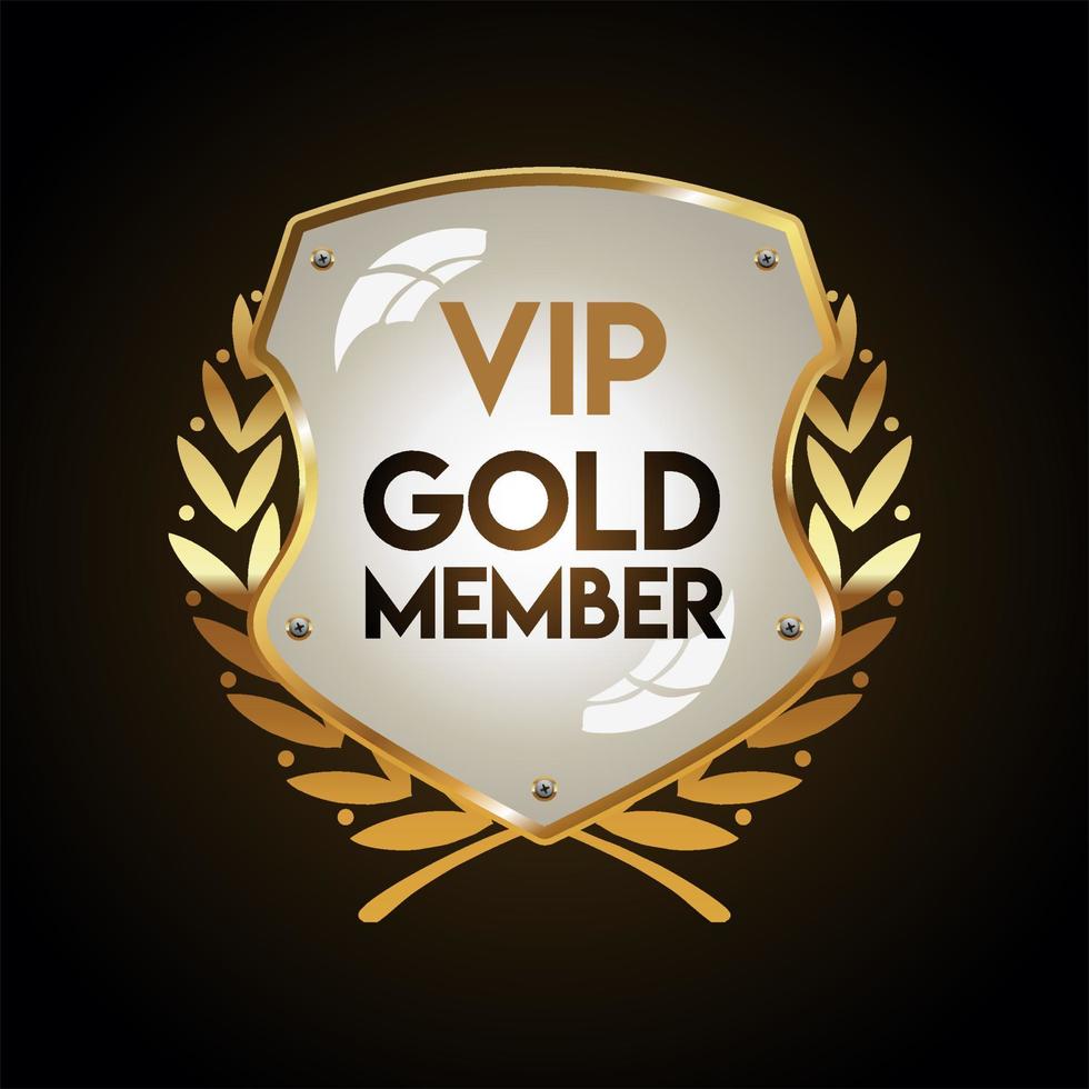 Golden badge VIP golden member retro design vector