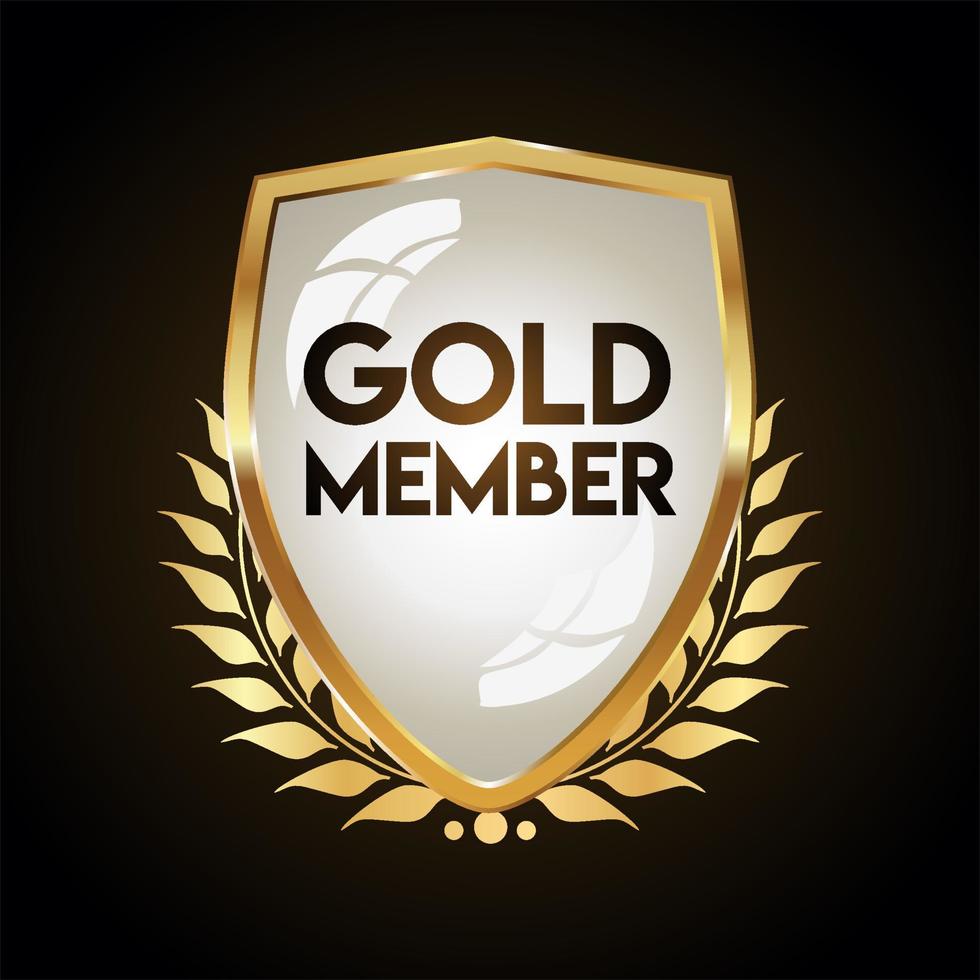 Golden badge VIP golden member retro design vector