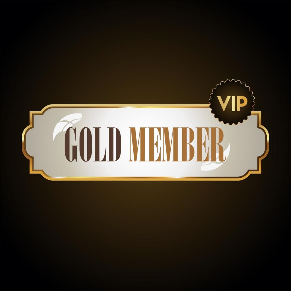 Golden badge VIP golden member retro design vector