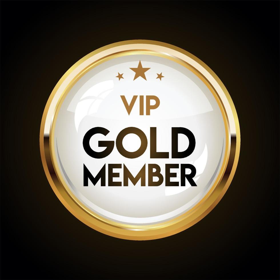 Golden badge VIP golden member retro design vector