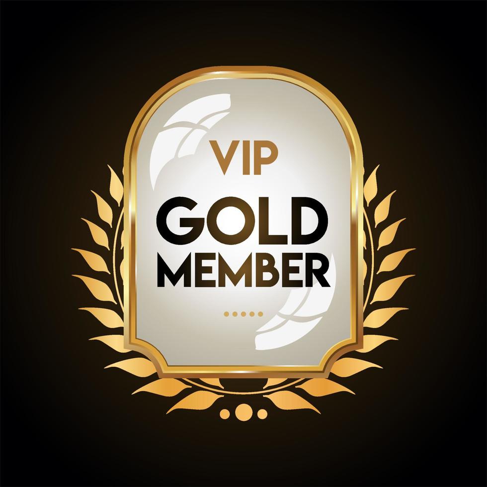 Golden badge VIP golden member retro design vector