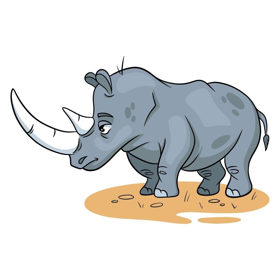 Animal character funny rhinoceros in cartoon style. Children's illustration. vector