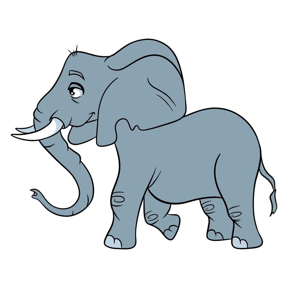 Animal character funny elephant in cartoon style. Children's illustration. vector