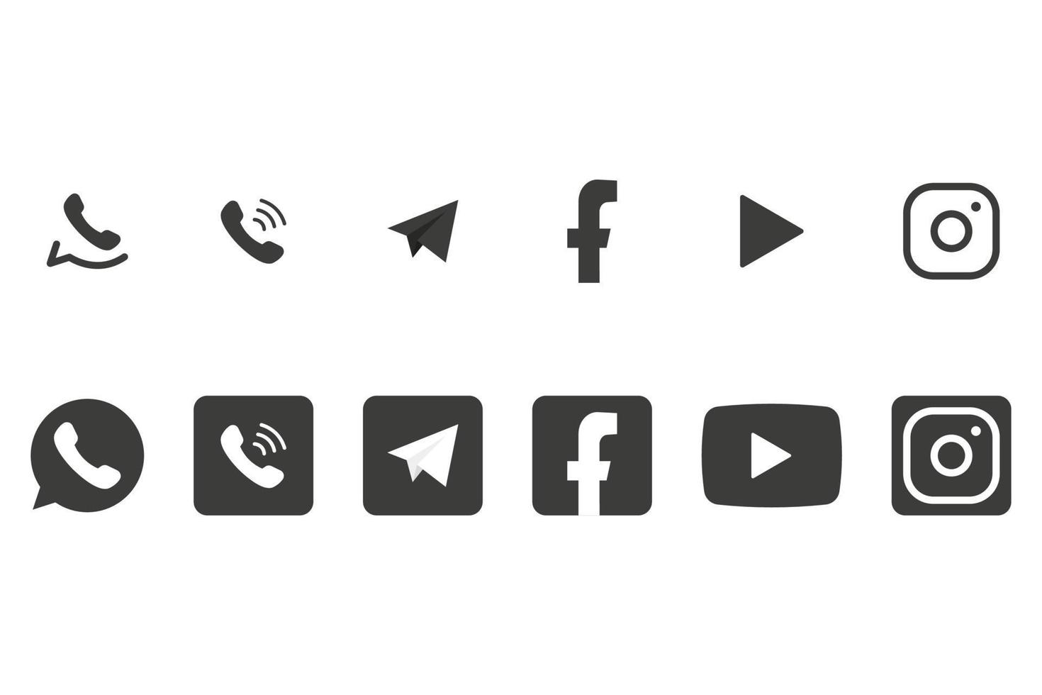 Whatsapp, Viber, Telegram, Facebook, Youtube, Instagram. Social media illustration icons. Vector in flat design.