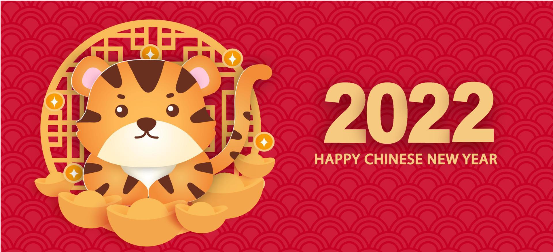 Chinese new year 2022 year of the tiger banner . vector