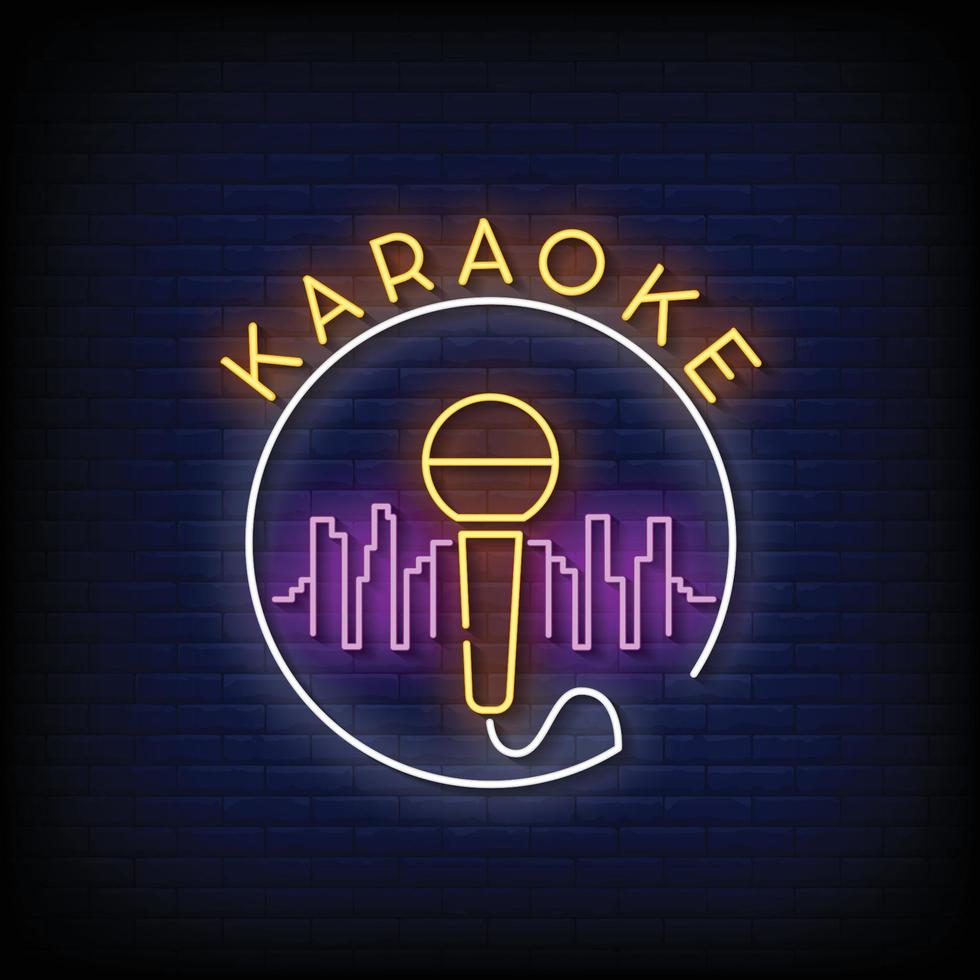 vector de texto de estilo de letreros de neón de karaoke