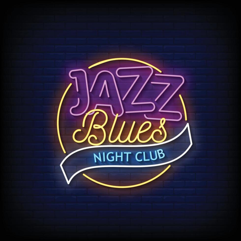 club nocturno de jazz blues letreros de neón estilo vector de texto