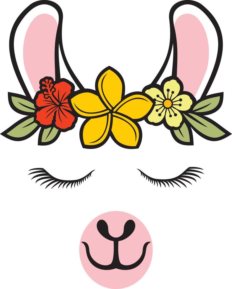 Lama with Flowers vector