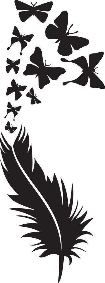 Feather Butterfly Black and White vector