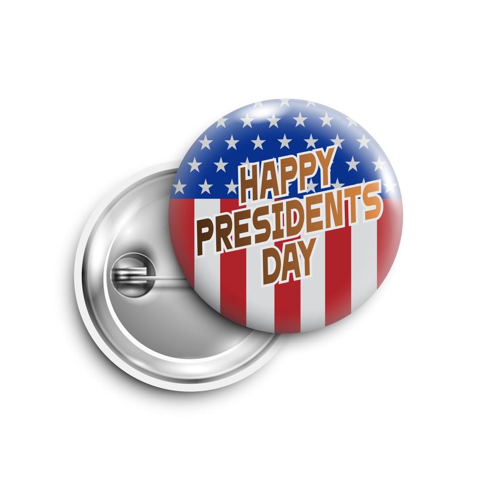 Happy Presidents day button,badge,banner isolated with  with USA flag vector