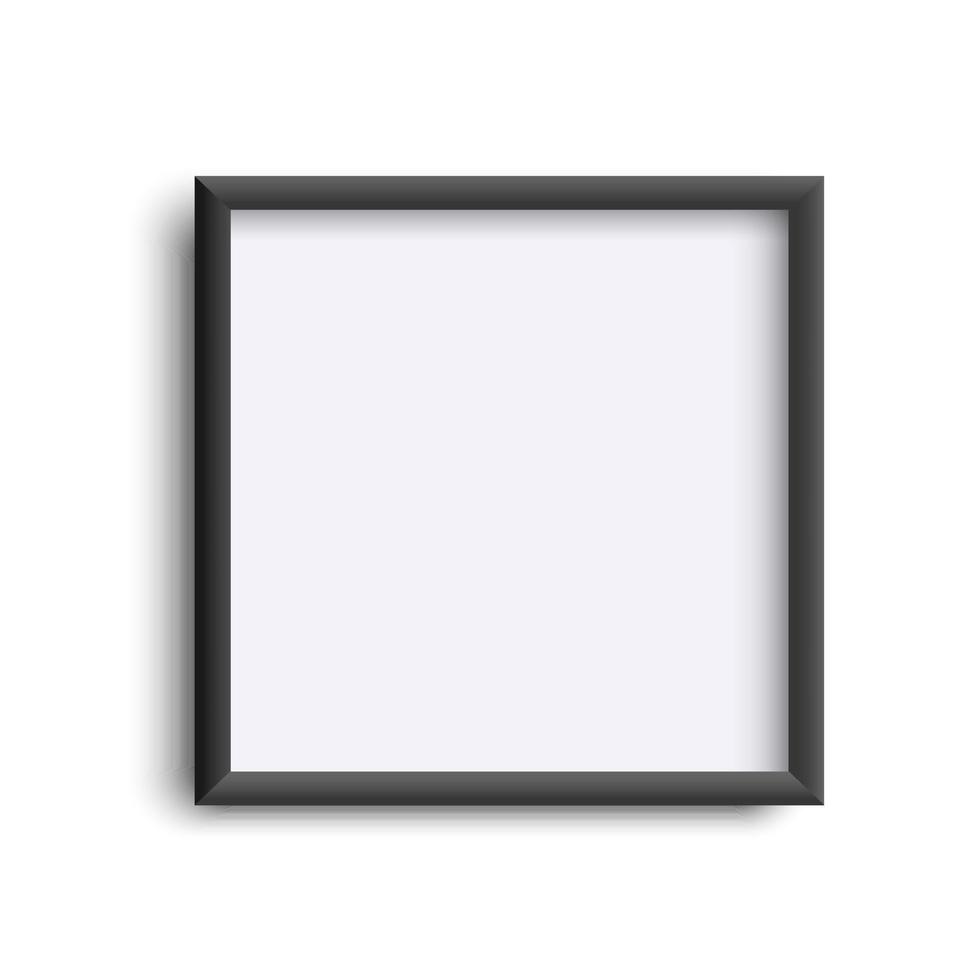 marco de fotos aislado en blanco, simulacro de marco cuadrado negro realista vector