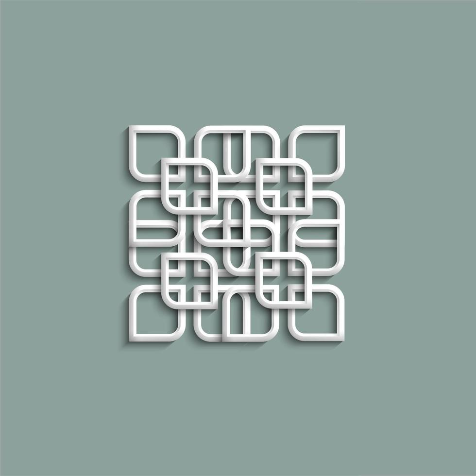 3d white pattern in arabic style vector