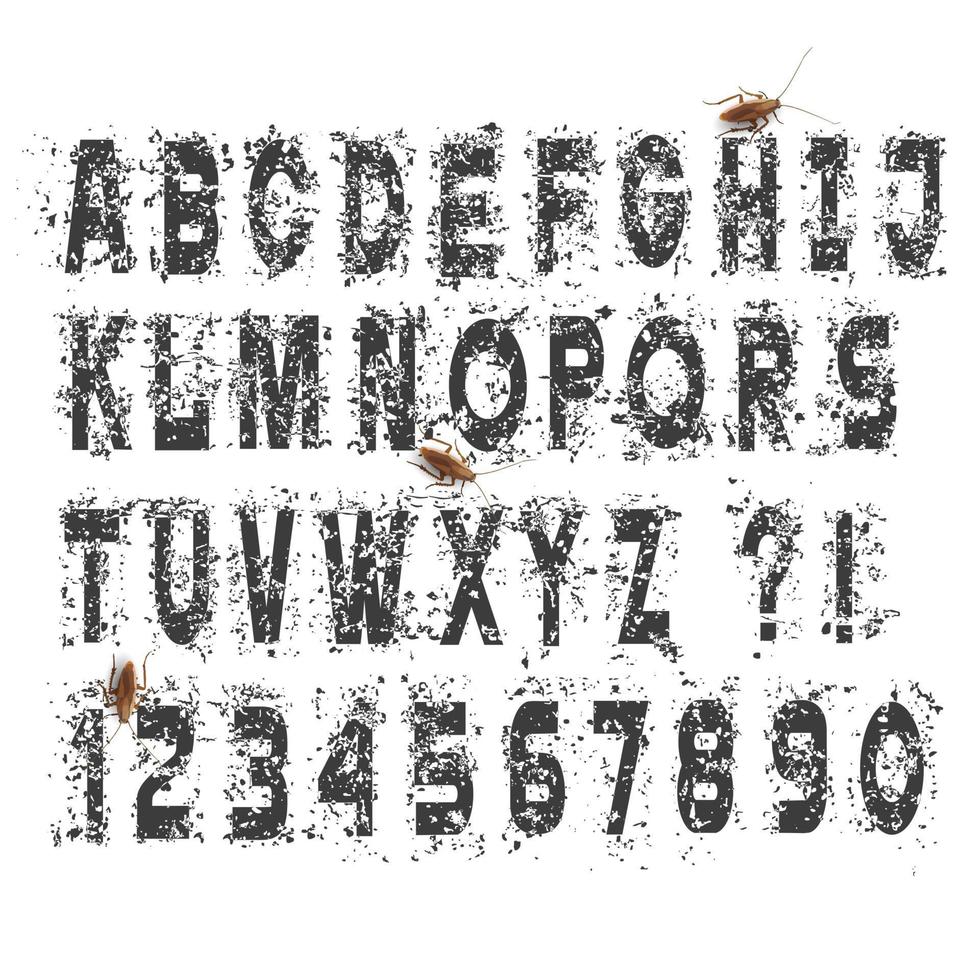 Grunge dirty alphabet letters and numbers,vector set vector