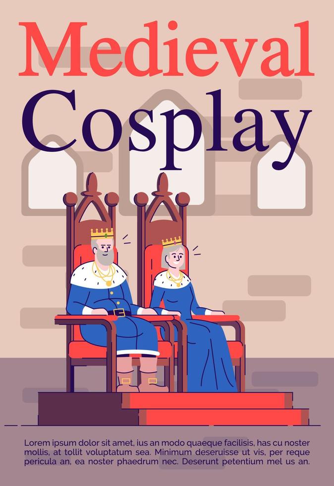 Medieval cosplay brochure template vector
