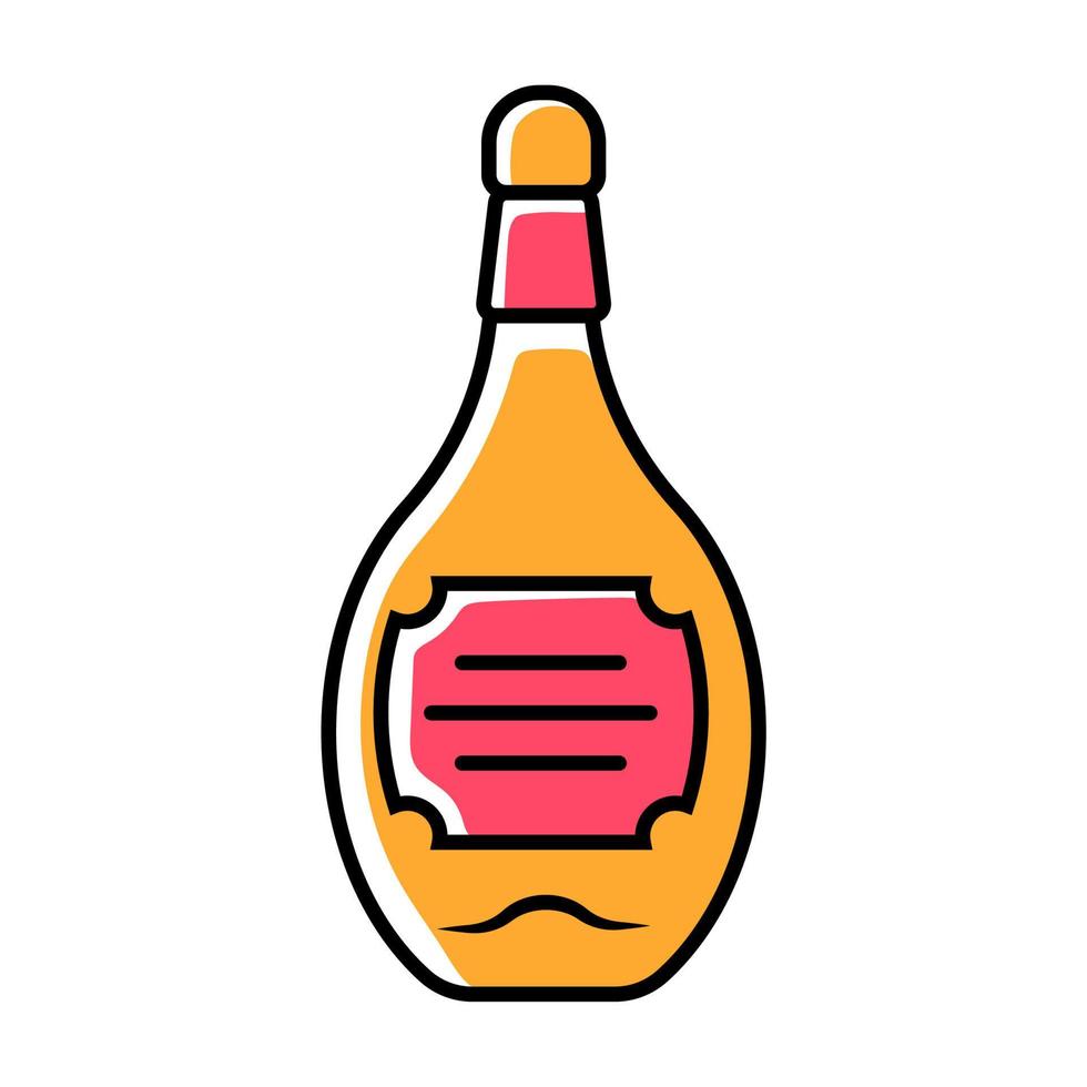 Botella de vidrio de vino, whisky, ron icono de color vector