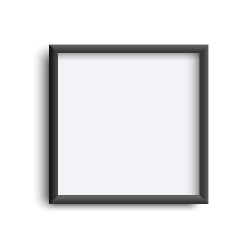Photoframe isolated on white, realistic square black frame mock up vector