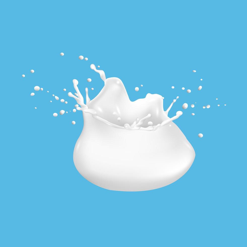 Realistic Milk splashes isolated on blue background vector