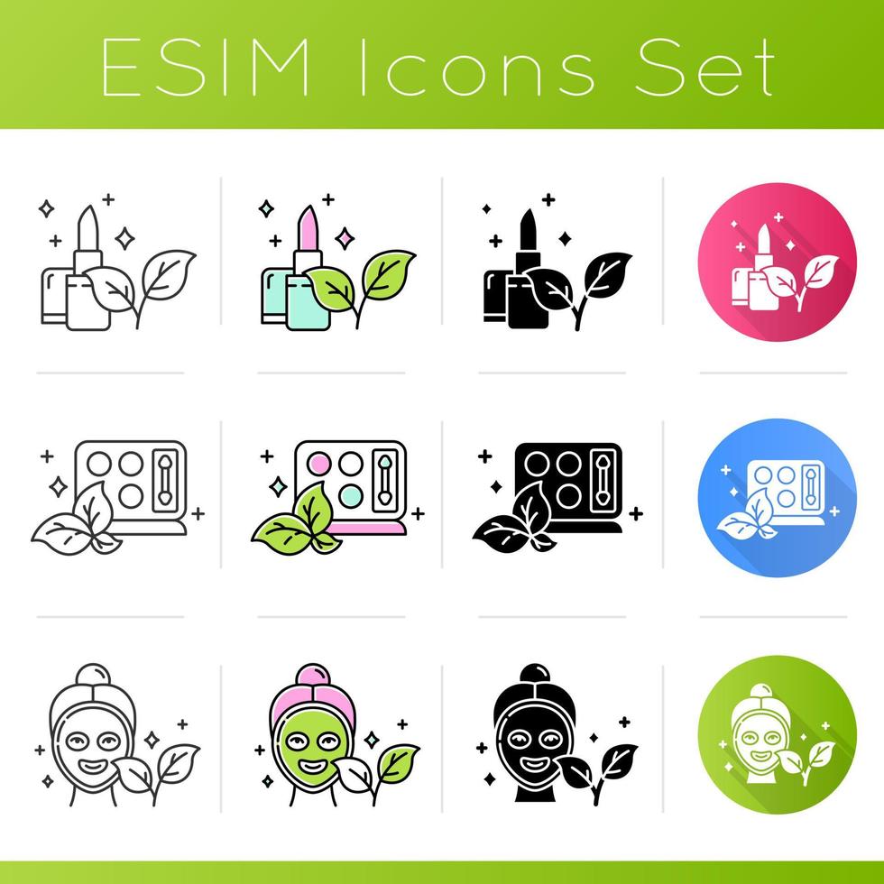 Organic cosmetics icons set vector