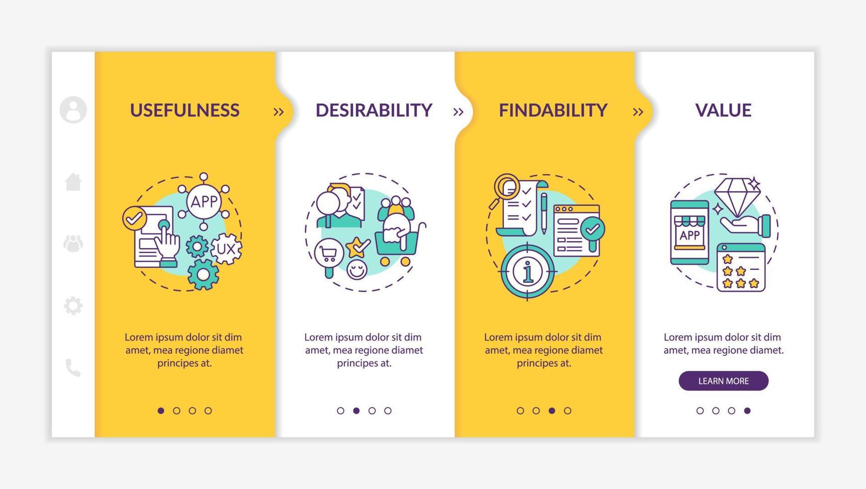 UX elements onboarding vector template