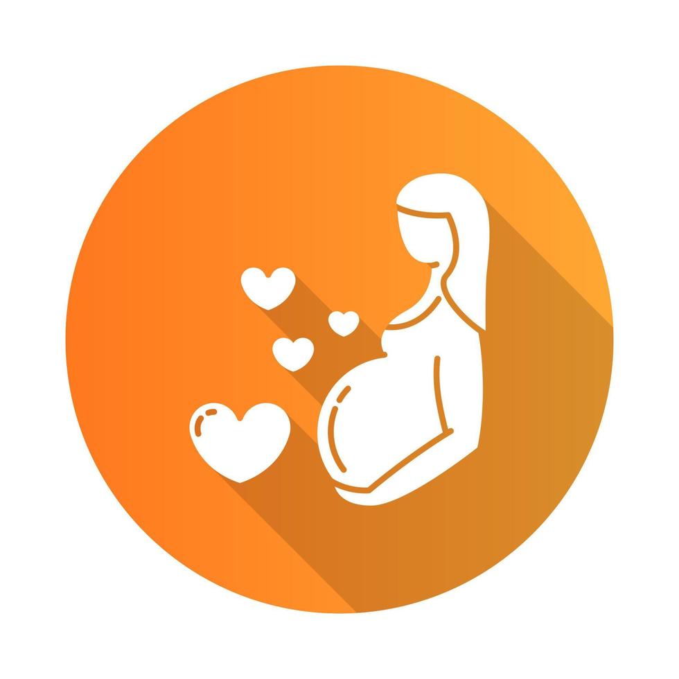 cuidado del embarazo naranja diseño plano larga sombra glifo icono vector