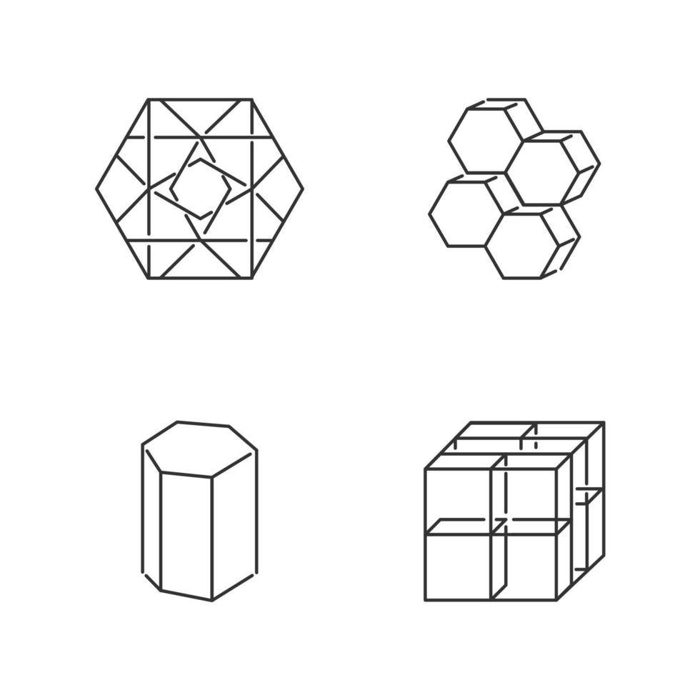 Geometric figures linear icons set vector