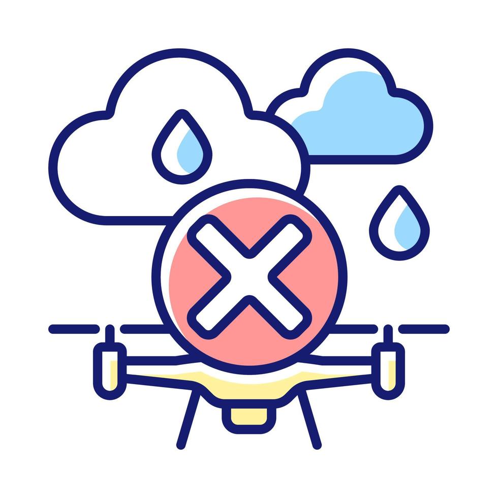 Dont fly when heavy rain RGB color manual label icon vector