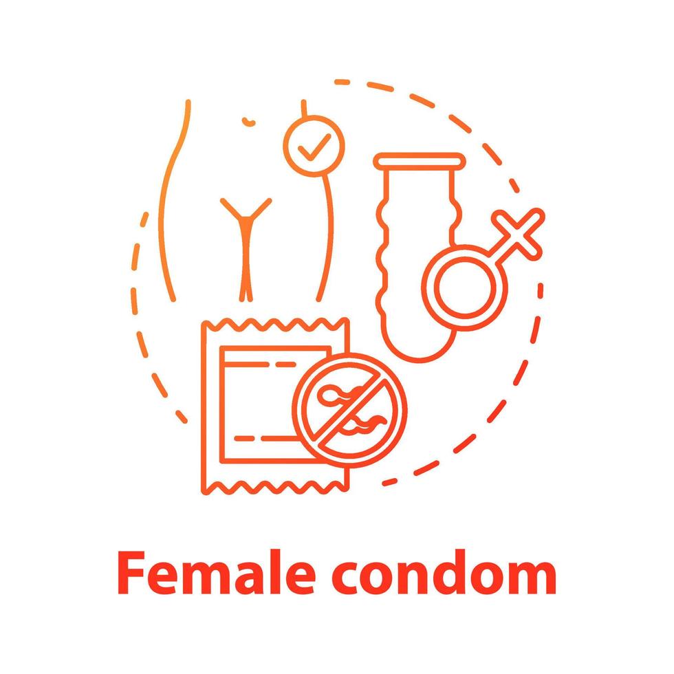 condón femenino concepto icono rojo vector