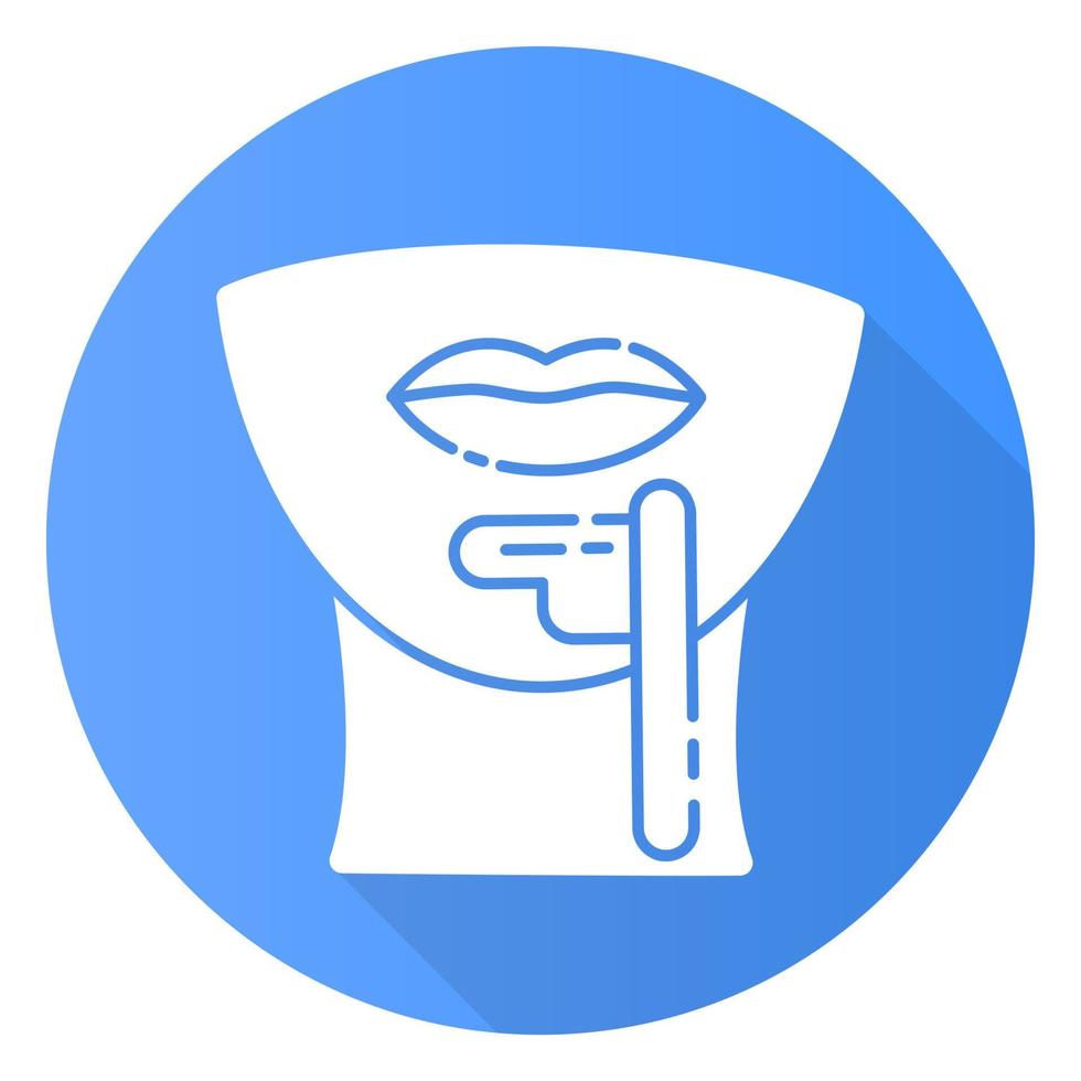 Chin waxing blue flat design long shadow glyph icon vector