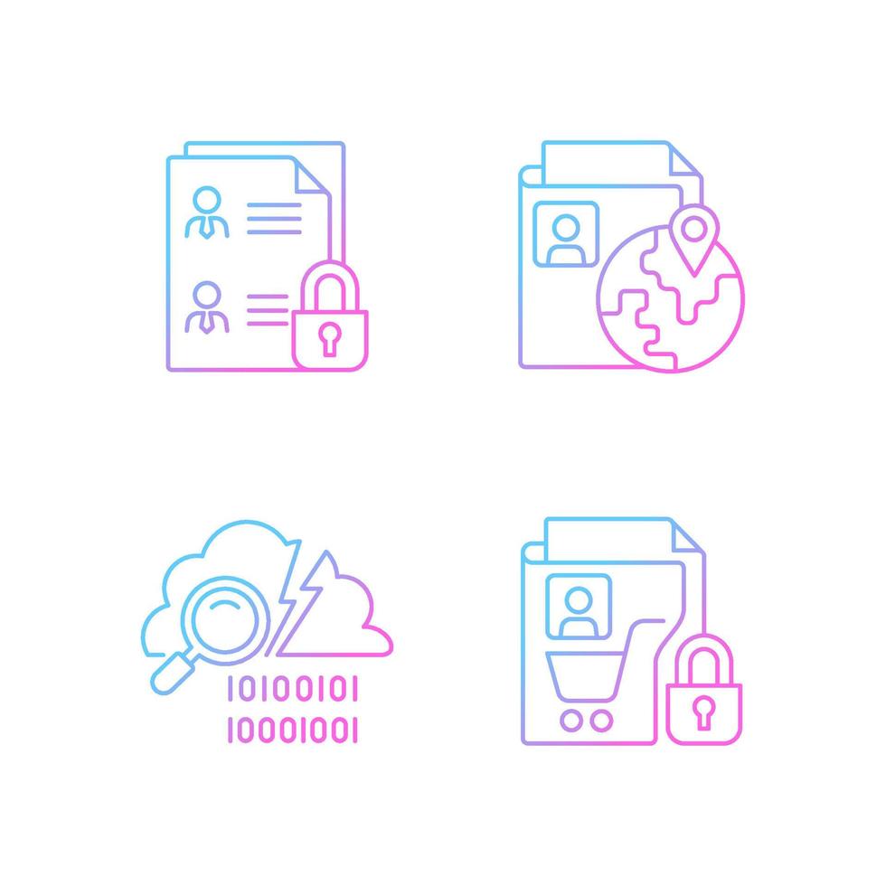 Maintain information security gradient linear vector icons set