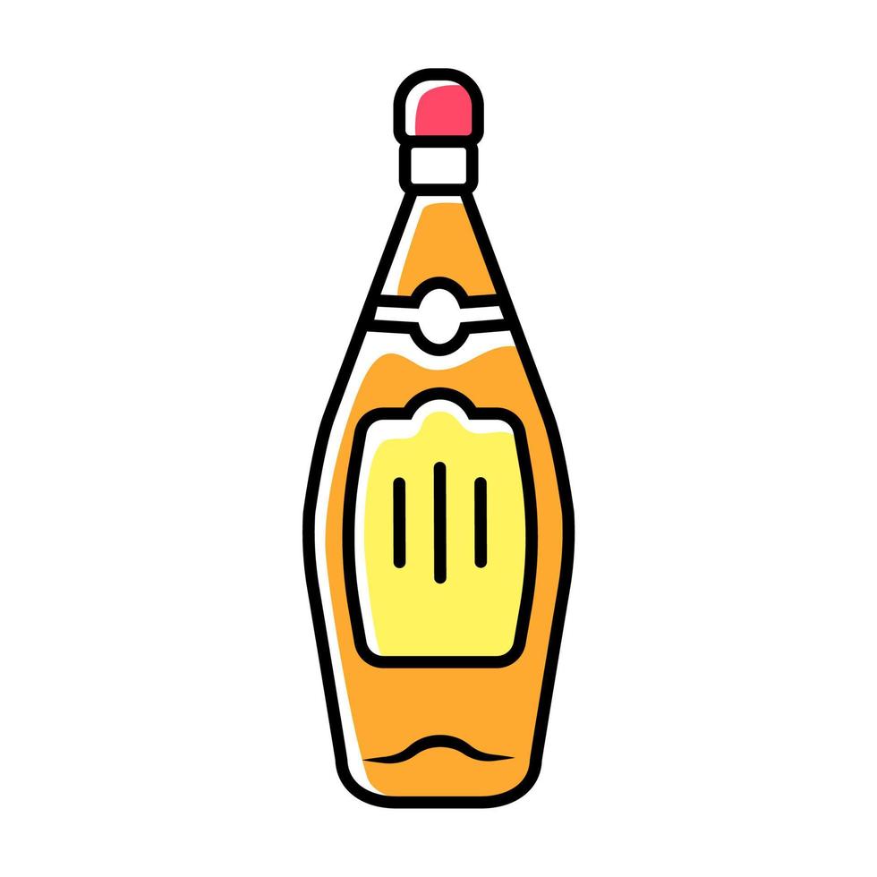 Botella de vidrio de vino, whisky, ron icono de color vector