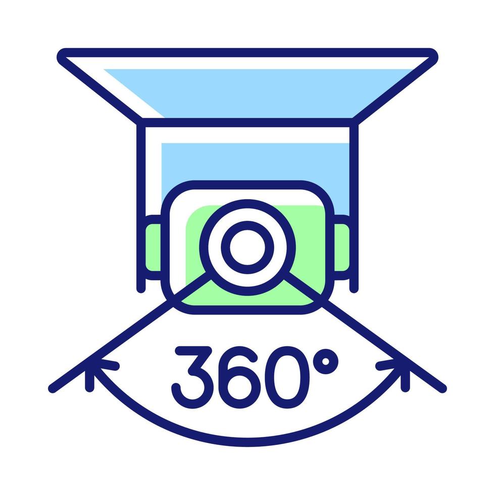 icono de etiqueta manual de color rgb de rotación completa de la cámara vector