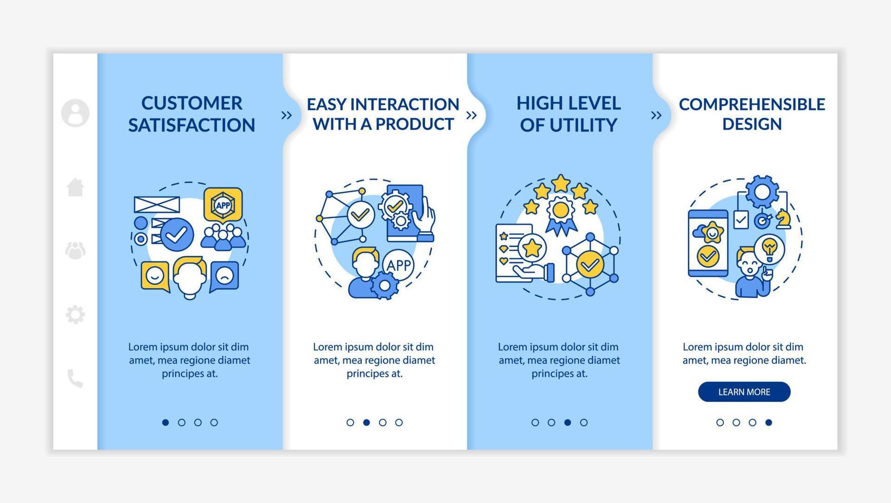 Usability assessment onboarding vector template