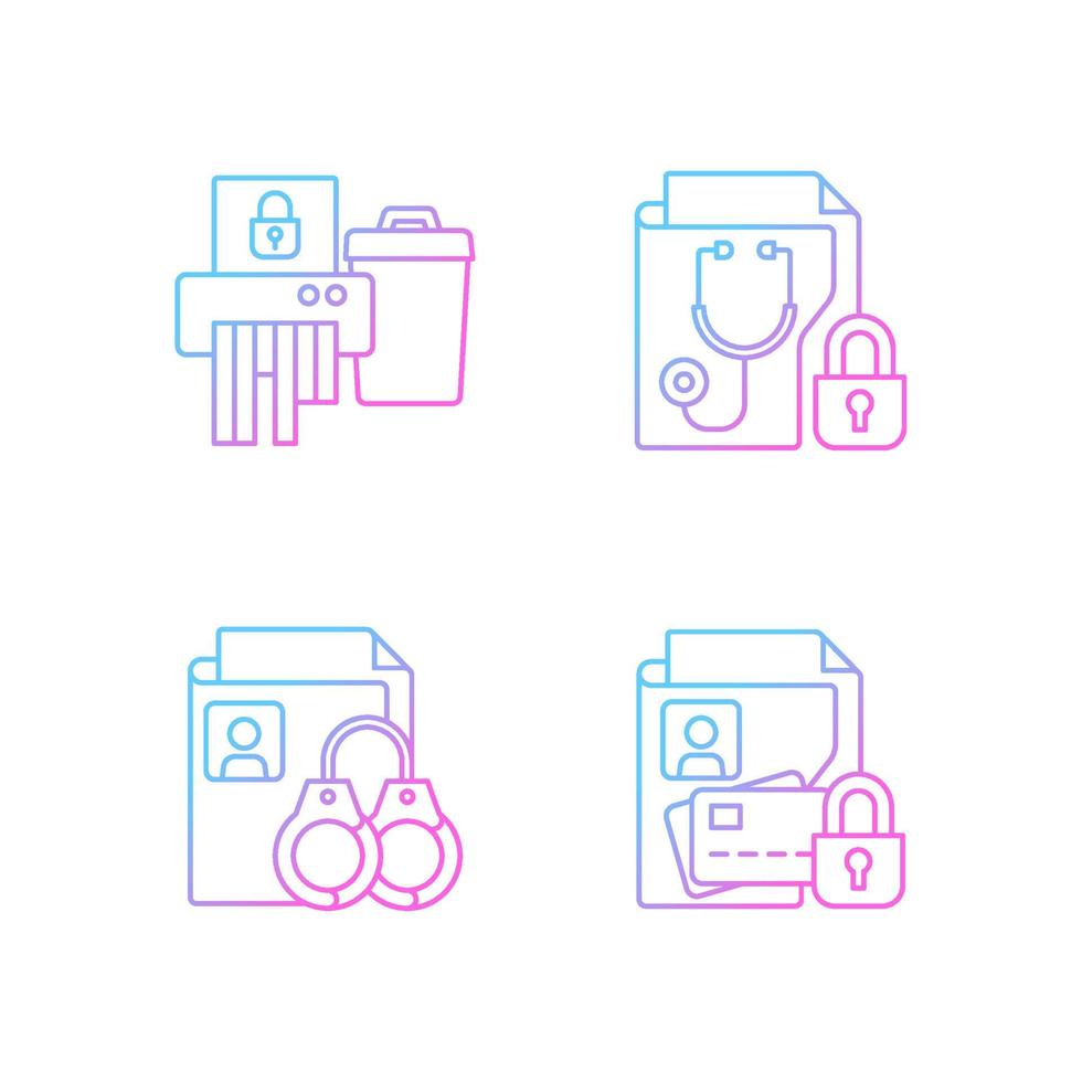 Information sensitivity gradient linear vector icons set