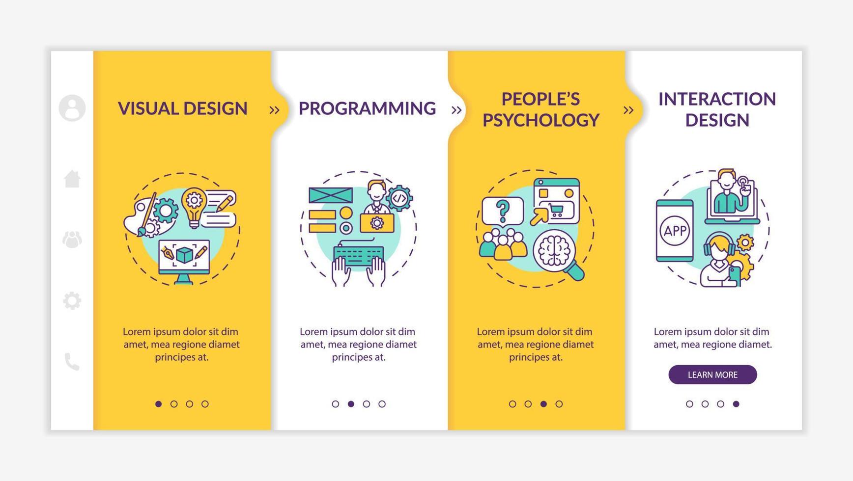 plantilla de vector de incorporación de proceso de diseño ux