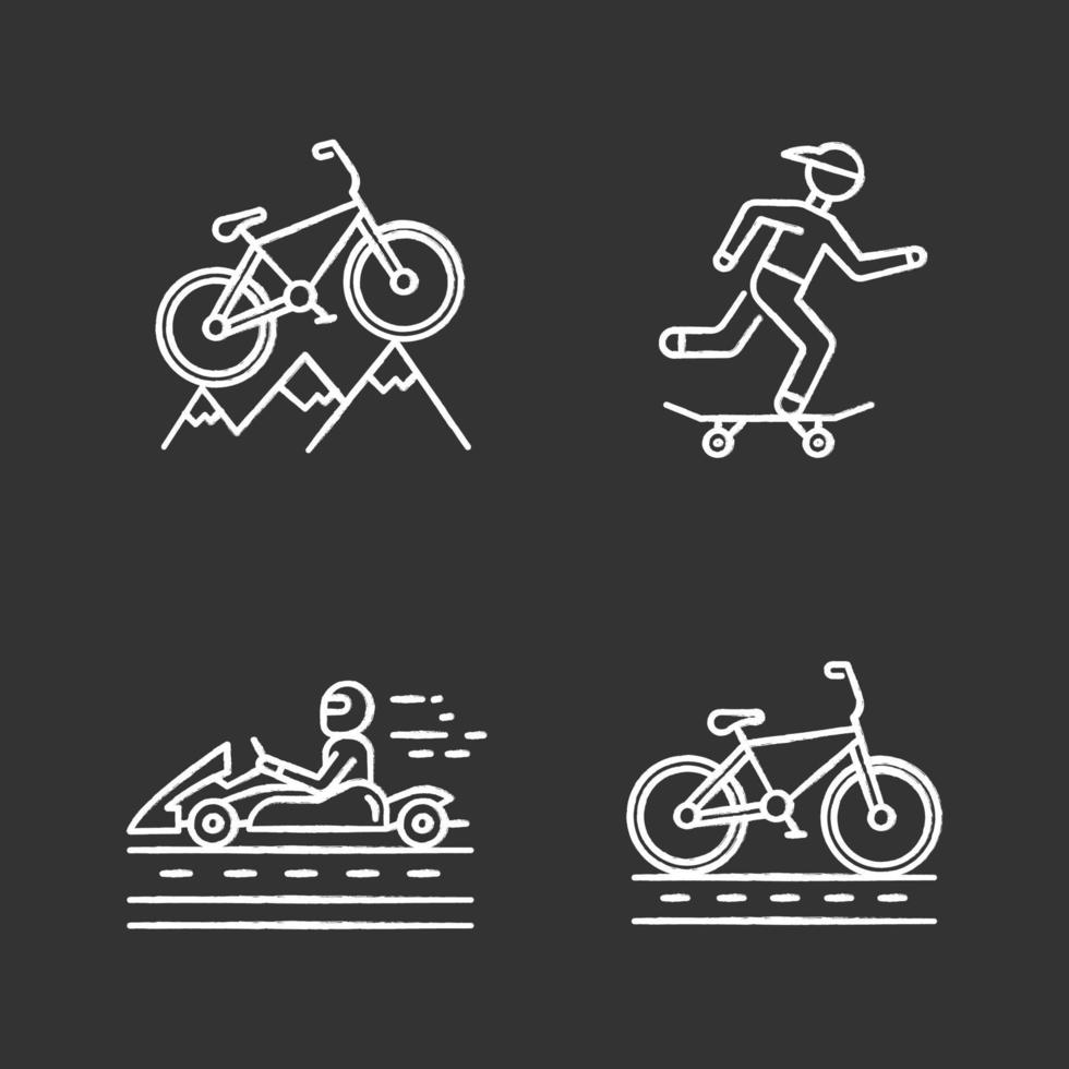 Extreme sports chalk icons set vector