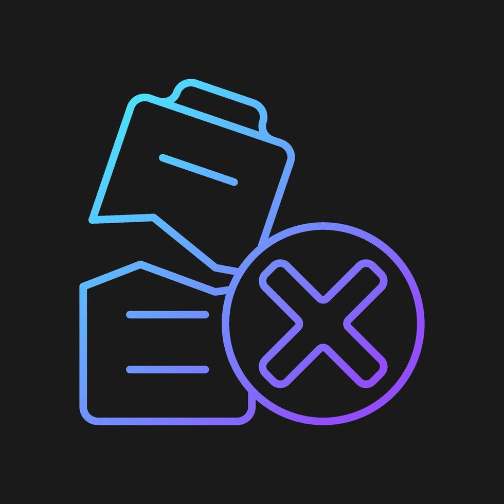 Dont use damaged battery gradient vector manual label icon for dark theme