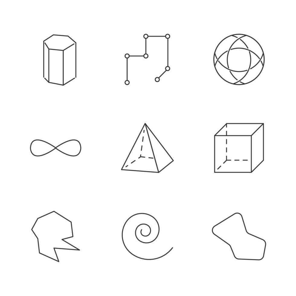 Geometric figures linear icons set vector