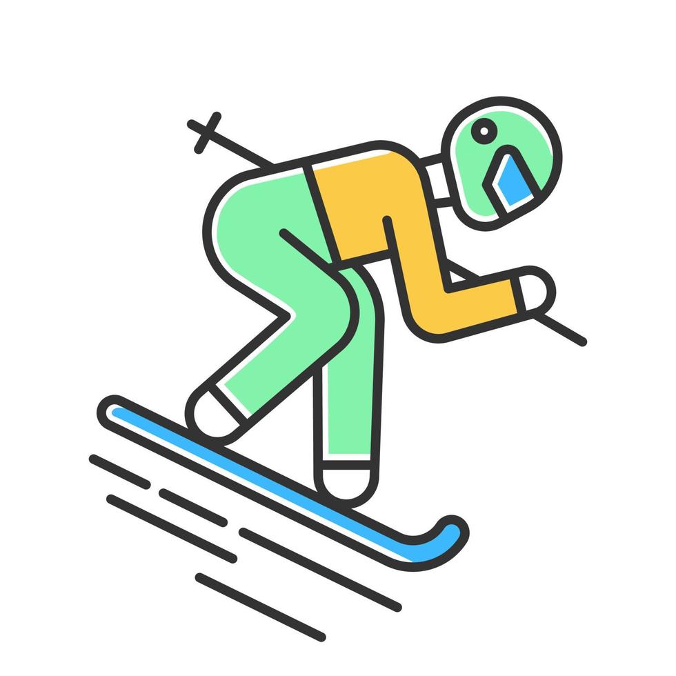 Skiing color icon vector