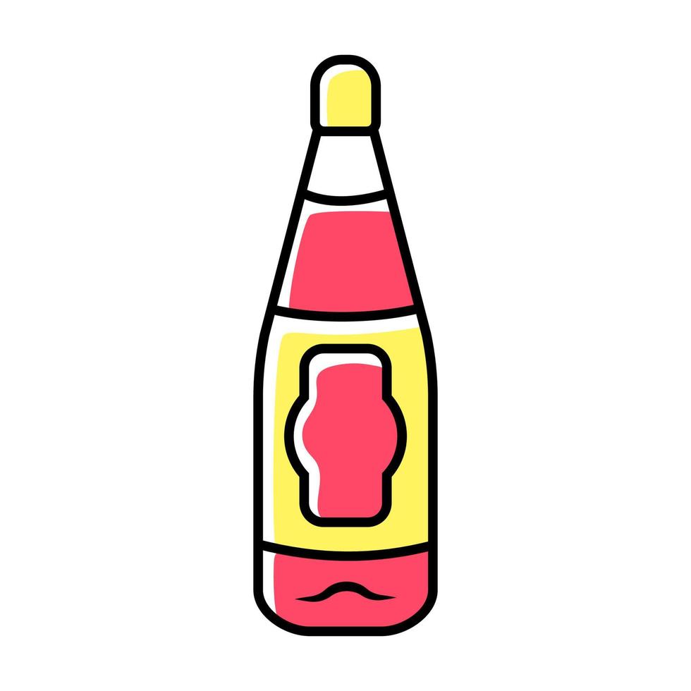 Botella de vidrio con rojo, icono de color vino de postre vector