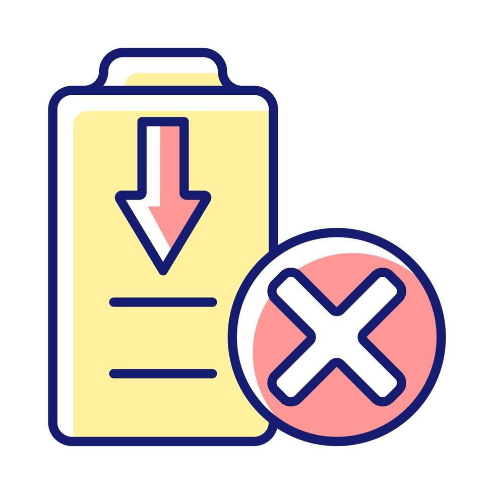 Dont fully drain batteries RGB color manual label icon vector