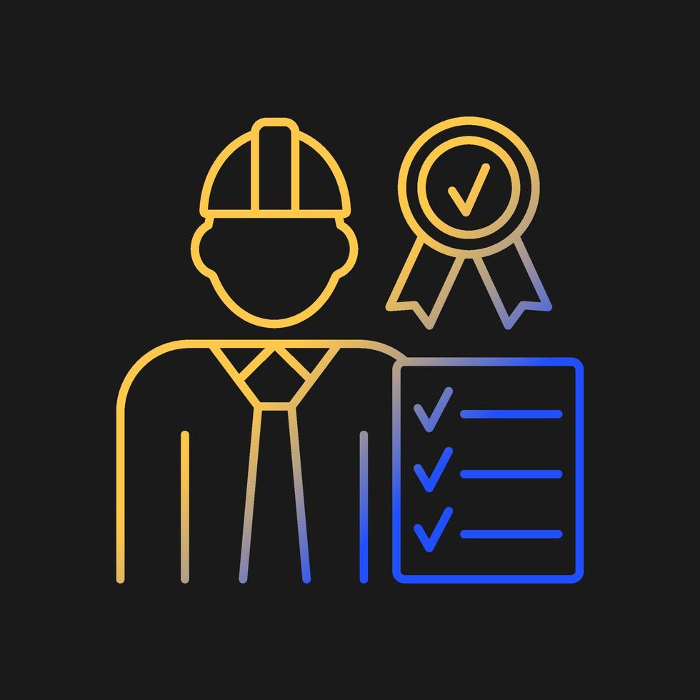 Quality control manager gradient vector icon for dark theme
